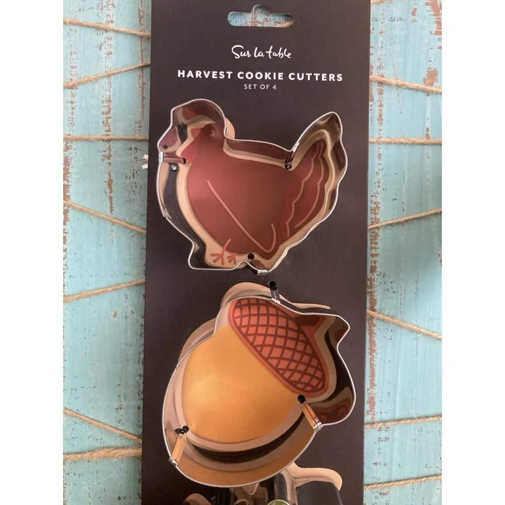 Sur La Table Thanksgiving Harvest Cookie Cutters Acorn Pumpkin Turkey Set of 4